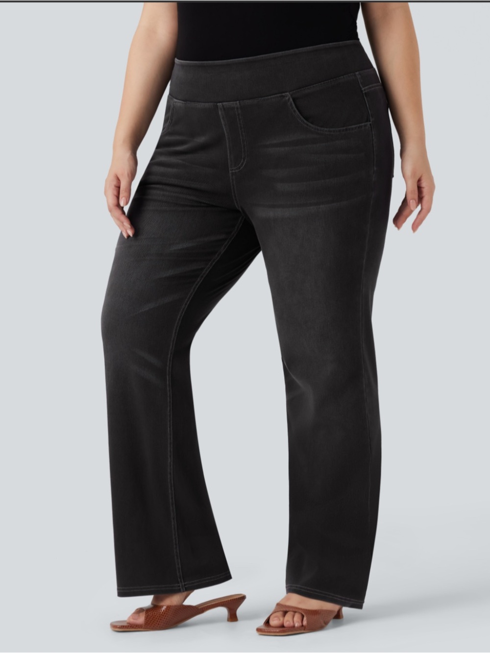 Halara Flex High Waisted Pockets Washed Casual Bootcut Pant Plus Size 1X